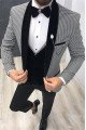 Cool Black Houndstooth Shawl Lapel 3-Pieces Men Suits