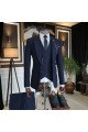 Cool Dark Navy 3-Pieces Close Fitting Peaked Lapel Men Suits