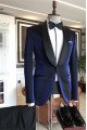 Newest Sparkly Navy Blue Shawl Lapel Wedding Suits with Black Lapel