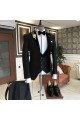 Fashion Black New Arrival Close Fitting 3-Piece Peaked Lapel Men Suits