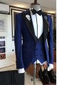 Modern Dark Blue Stylish Bespoke Peaked Lapel Men Suits