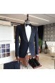 Fashion Shawl lapel 3-pieces Navy Blue Close Fitting One Button Wedding Men Suits