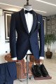 Newest Popular Navy Blue Shawl Lapel With One Button Wedding Suit