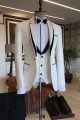 Newest Simple Black White Notched Lapel Close Fitting Prom men suits