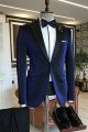 Newest Royal Blue Velvet Peaked Lapel Men Suits