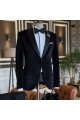 Newest All Black Velvet Two Pieces Peaked Lapel Men Suits