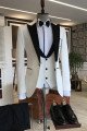 New Arrival Smart 3-pieces White Prom Men Suits mixed Black Peaked Lapel