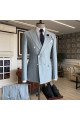 New Arrival Gray Striped Peaked Lapel Double Breasted Men Suits For Business