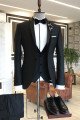 New Arrival Elegant 3-pieces Black Notched Lapel Business Men Suits