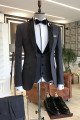 Elmer Modern 3-pieces Black Notched Lapel Close Fitting Business Men Suits