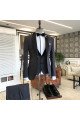 Elmer Modern 3-pieces Black Notched Lapel Close Fitting Business Men Suits