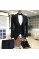 Felix 3-pieces All Black Shawl Lapel One Button Wedding Suits For Wedding