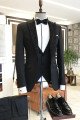 Gavin Stylish Black 3-pieces Peaked Jacquard Lapel Men Suit For Business