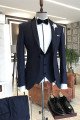 Hale Fashion 3-pieces Dark Navy Blue Notched Lapel Close Fitting Men Suits