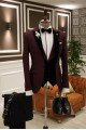 Herbert Burgundy 3-pieces Peaked Lapel Close Fitting Prom Men Suits