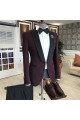 New Arrival Burgundy Mixed Black Peaked Lapel One Button Men's Formal Suit