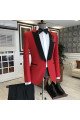 Trendy Regular red one button black peaked lapel men’s formal suit