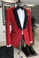 Trendy Regular red one button black peaked lapel men’s formal suit