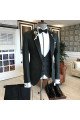 Trendy Handsome Black Peaked Lapel Bespoke Men Suits for Business