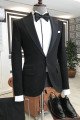 Trendy Black Peaked Lapel New Arrival Close Fitting Men Suits