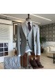 Lucien New Arrival Gray 3-pieces Striped Peaked Lapel Men Suits For Business