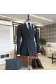Formal Modern Black Striped Double Breasted Peaked Lapel Men Suits
