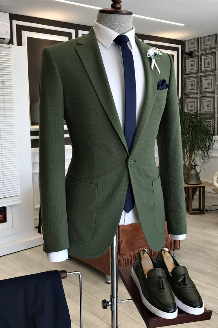 Trendy Dark Green Notched Lapel With Button Prom Men Suits