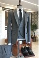 Paddy Dark Gray 3-pieces Peaked Lapel One Button Formal Men Suits