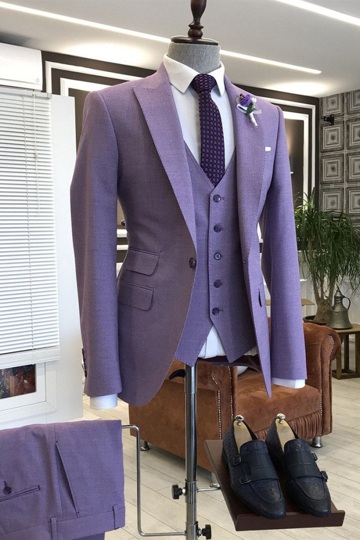 Violet Purple 3-Pieces Bespoke Close Fitting Prom Suits