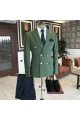Stylish Green Peaked Lapel Double Breasted Bespoke Men Suits