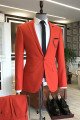 Fashion Red Peaked Lapel One Button Close Fitting Dinner Party Suits