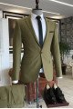Lime Green Peaked Lapel One Button Close Fitting Business Men Suits