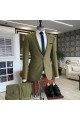 Lime Green Peaked Lapel One Button Close Fitting Business Men Suits