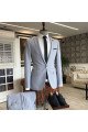 Formal Silver Peaked Lapel One Button Business Men Suits