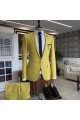 Fashion Yellow Peaked Lapel One Button Prom Men Suits