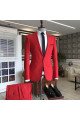 Fashion Red Peaked Lapel Close Fitting Bespoke Prom Men Suits