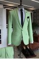 Modern Light Green Peaked Lapel Mens Prom Suits