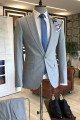 Modern Gray Peaked Lapel One Button Business Men Suits