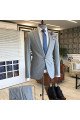 Modern Gray Peaked Lapel One Button Business Men Suits