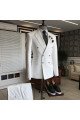 Fashion White Peaked Lapel Double Breasted Formal Business Men Suit