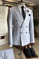 Popular Peaked Lapel Double Breasted Close Fitting Business Men Suits