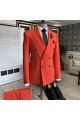 Modern Red Peaked Lapel Double Breasted Men Suits For Prom