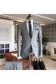 Quinn Official Gray Striped Notch Collar Best Fitted Business Men Suits
