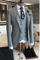 Gene Small Plaid Black 3-Pieces Notch Collar Official Men Suits