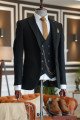 Patrick Official Black 3-Pieces Notch Collar Best Business Men Suit