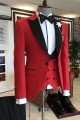 Anthony Red 3-Pieces Black Peaked Collar Prom Suits