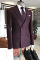 Nathan Burgundy Double Breasted Bespoke Men Suits