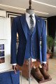 Alan Stylish Royal Blue Peaked Collar Best Fitted Men Suits For Business