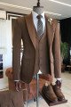 Charles New Arrival Brown 3-Pieces Peaked Collar Men Suits