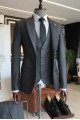 Alan New Arrival All Black Peaked Collar Official Men Suits